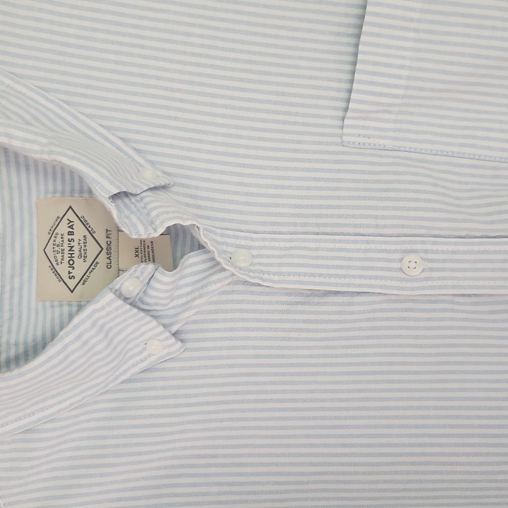 St. John's Bay Light Blue Striped Shirt Mens XXL